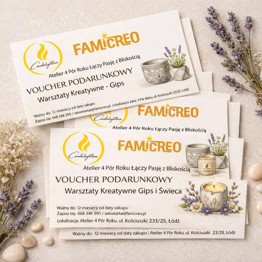 Voucher Podarunkowy Warsztaty Kreatywne - Gips i Świeca