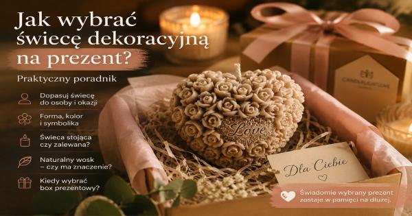 pudełko prezentowe ze świecą w kształcie serca